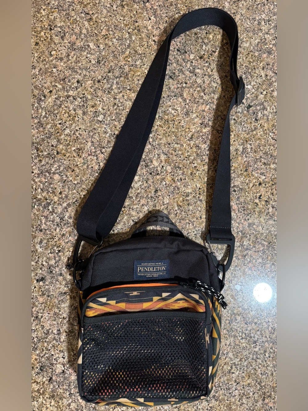 Pendleton Black with Multicolor Pattern Messenger Crossbody Bag